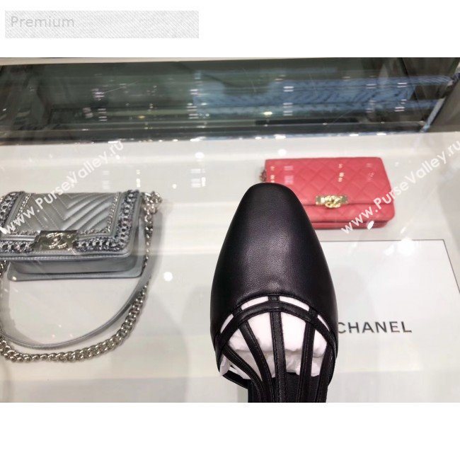 Chanel Laminated Lambskin Flat Sandals G35047 Black 2019 (XO-9071720)