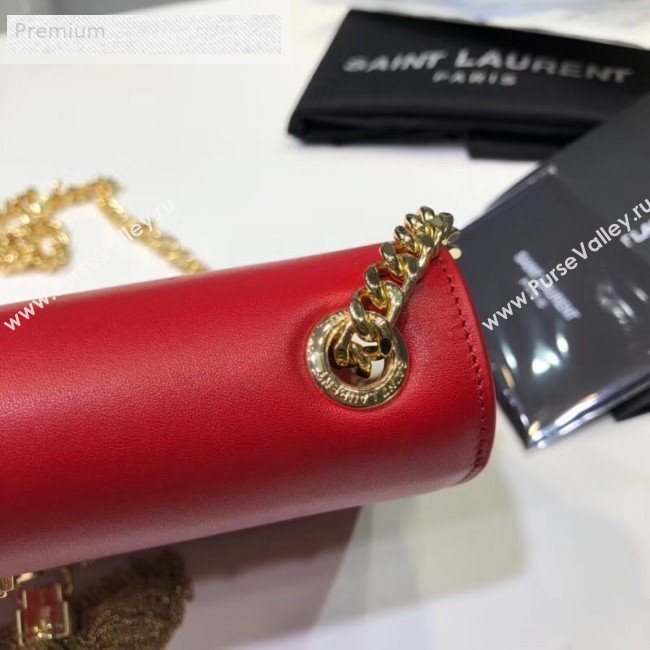 Saint Laurent Kate Small Chain and Tassel Bag in Smooth Leather 474366 Bright Red/Gold   (BGL-9071707)