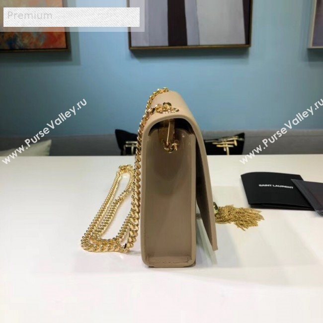 Saint Laurent Kate Small Chain and Tassel Bag in Smooth Leather 474366 Beige/Gold   (BGL-9071709)