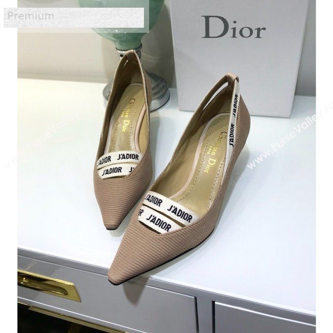 Dior Jadior Fabric Logo Band Heel Pump 6.5cm/9.5cm Beige 2019 (JINC-9071729)