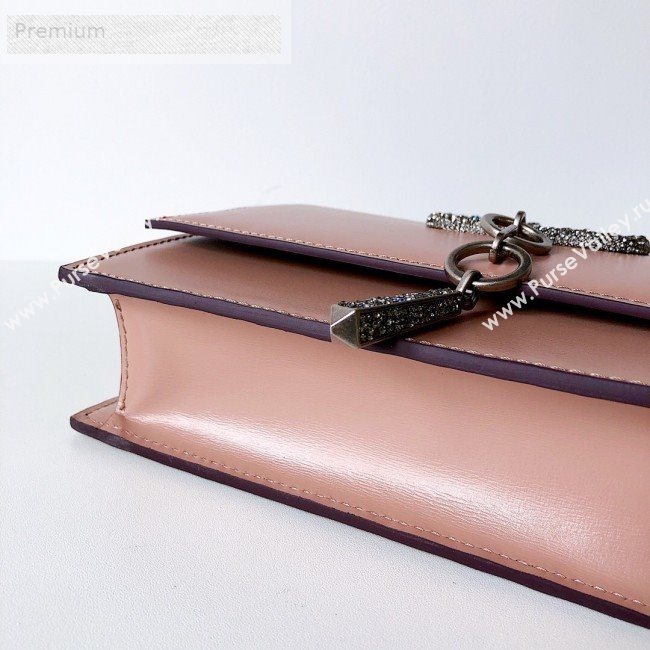 Valentino Small Smooth Calfskin Crystal VCASE Chain Shoulder Bag Pink 2019 (JJ3-9071508)