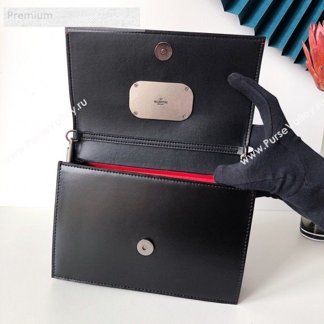 Valentino Small Smooth Calfskin Crystal VCASE Chain Shoulder Bag Black 2019 (JJ3-9071509)