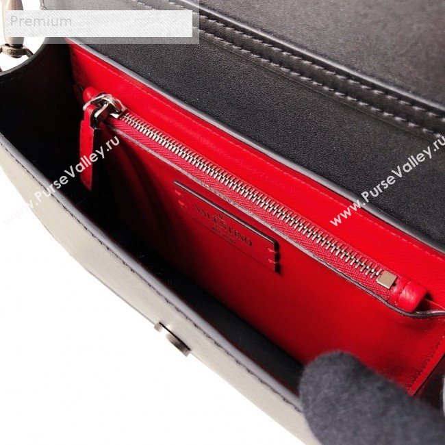 Valentino Small Smooth Calfskin Crystal VCASE Chain Shoulder Bag Black 2019 (JJ3-9071509)