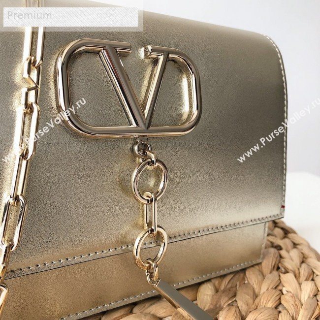 Valentino Small Metallic Calfskin VCASE Chain Shoulder Bag Gold 2019 (JJ3-9071510)