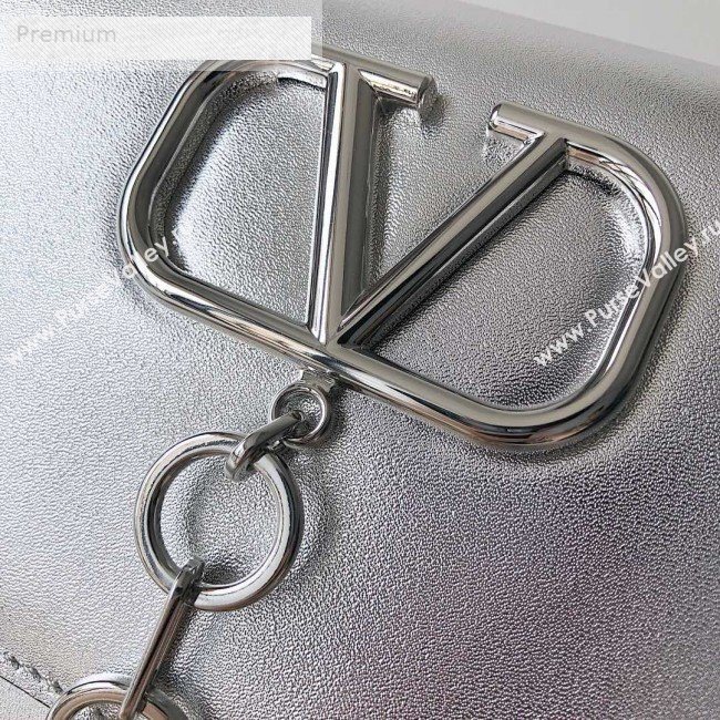 Valentino Small Metallic Calfskin VCASE Chain Shoulder Bag Silver 2019 (JJ3-9071511)