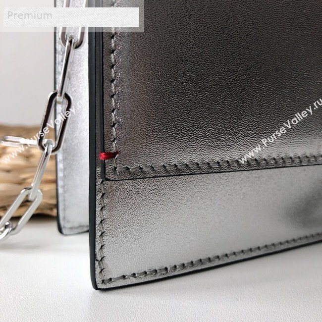 Valentino Small Metallic Calfskin VCASE Chain Shoulder Bag Silver 2019 (JJ3-9071511)