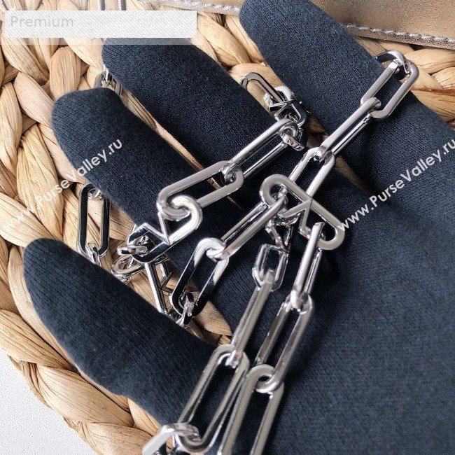 Valentino Small Metallic Calfskin VCASE Chain Shoulder Bag Silver 2019 (JJ3-9071511)