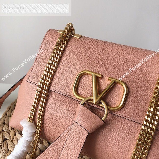 Valentino Small VRing Grainy Calfskin Chain Shoulder Bag Pink 2019 (JJ3-9071512)