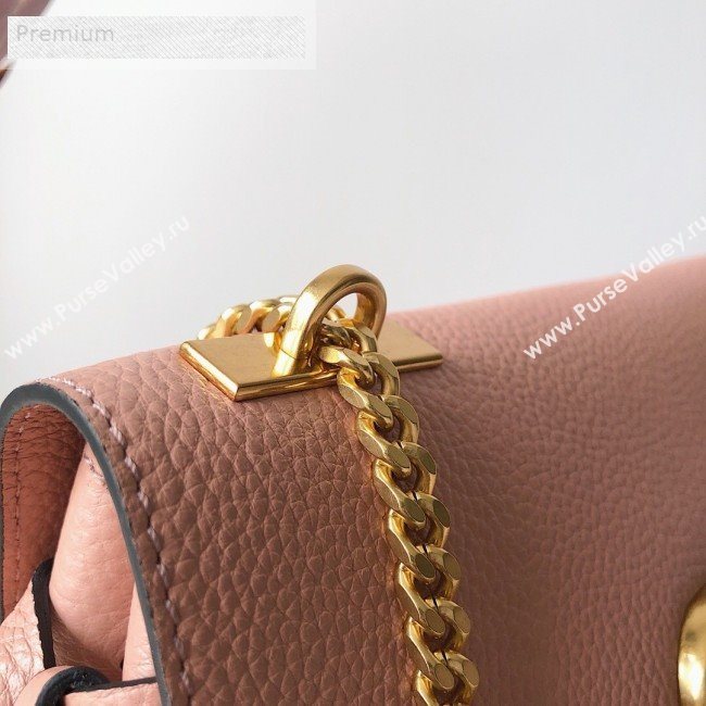 Valentino Small VRing Grainy Calfskin Chain Shoulder Bag Pink 2019 (JJ3-9071512)