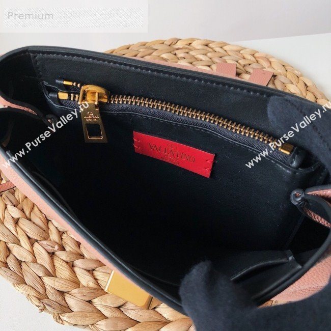 Valentino Small VRing Grainy Calfskin Chain Shoulder Bag Pink 2019 (JJ3-9071512)