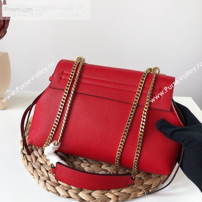 Valentino Small VRing Grainy Calfskin Chain Shoulder Bag Red 2019 (JJ3-9071513)