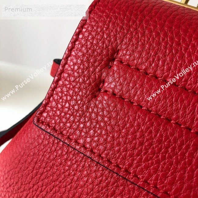 Valentino Small VRing Grainy Calfskin Chain Shoulder Bag Red 2019 (JJ3-9071513)