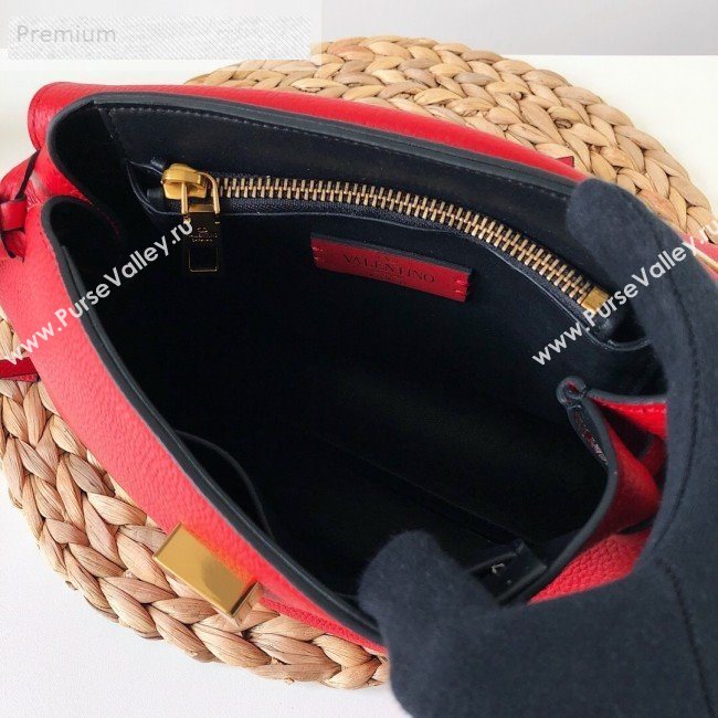 Valentino Small VRing Grainy Calfskin Chain Shoulder Bag Red 2019 (JJ3-9071513)