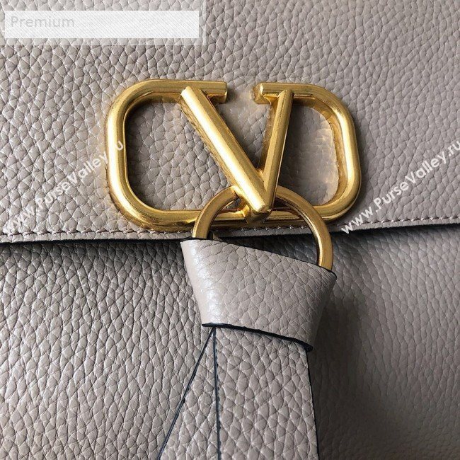 Valentino Small VRing Grainy Calfskin Chain Shoulder Bag Grey 2019 (JJ3-9071514)