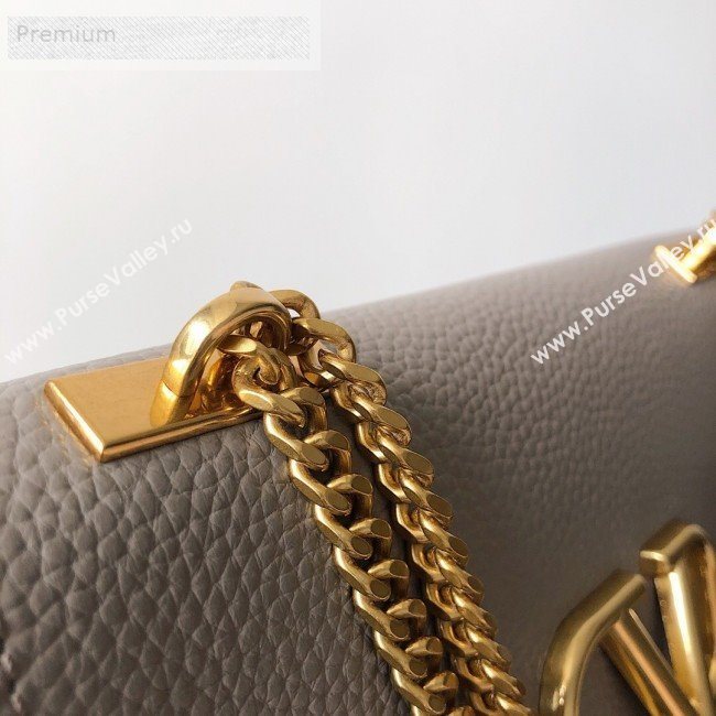 Valentino Small VRing Grainy Calfskin Chain Shoulder Bag Grey 2019 (JJ3-9071514)