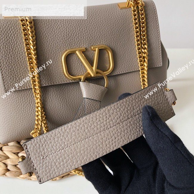 Valentino Small VRing Grainy Calfskin Chain Shoulder Bag Grey 2019 (JJ3-9071514)