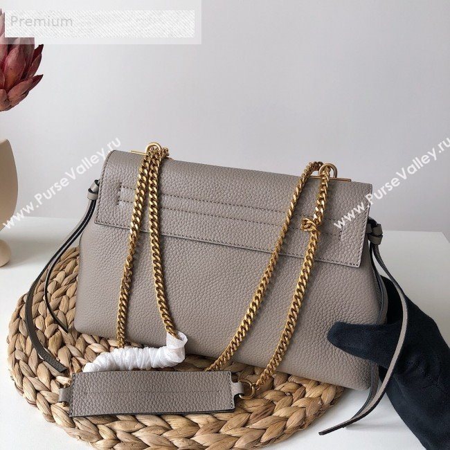 Valentino Small VRing Grainy Calfskin Chain Shoulder Bag Grey 2019 (JJ3-9071514)