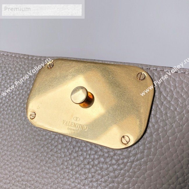 Valentino Small VRing Grainy Calfskin Chain Shoulder Bag Grey 2019 (JJ3-9071514)