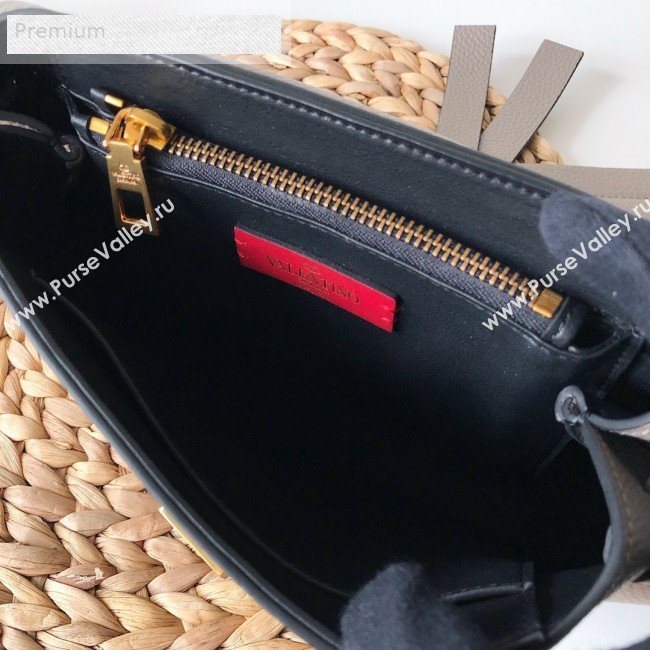 Valentino Small VRing Grainy Calfskin Chain Shoulder Bag Grey 2019 (JJ3-9071514)