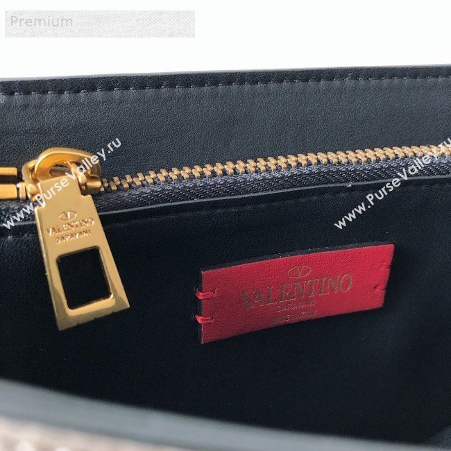 Valentino Small VRing Grainy Calfskin Chain Shoulder Bag Grey 2019 (JJ3-9071514)