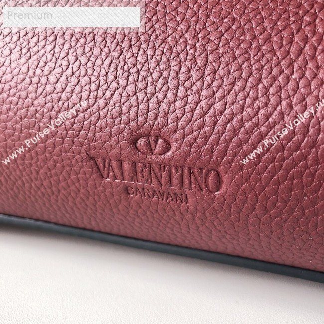 Valentino Small VCASE Grainy Calfskin Shopping Tote Bag Burgundy 2019 (JJ3-9071516)