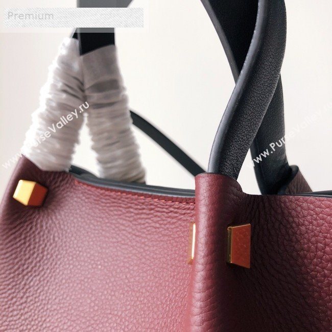 Valentino Small VCASE Grainy Calfskin Shopping Tote Bag Burgundy 2019 (JJ3-9071516)