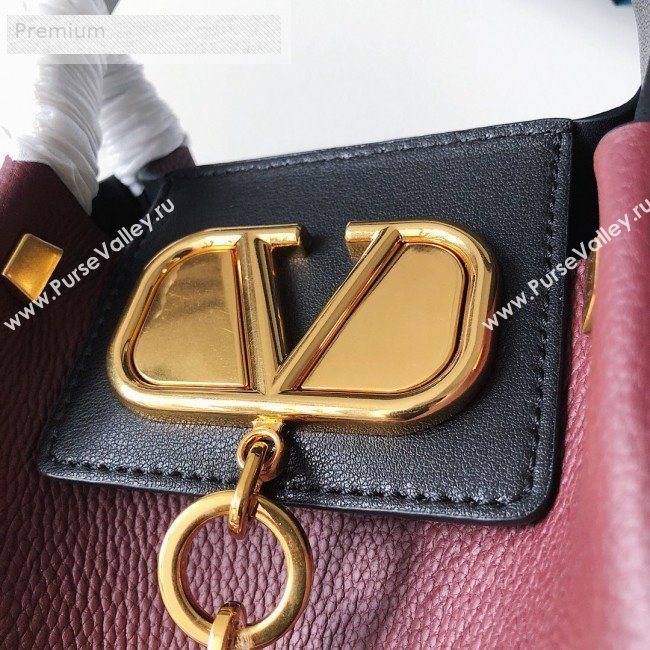 Valentino Large VCASE Grainy Calfskin Shopping Tote Bag Burgundy 2019 (JJ3-9071517)