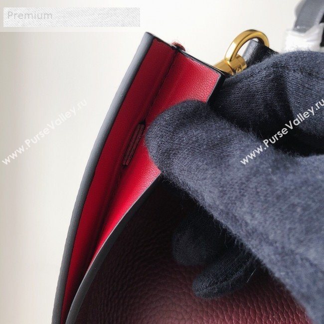 Valentino Large VCASE Grainy Calfskin Shopping Tote Bag Burgundy 2019 (JJ3-9071517)