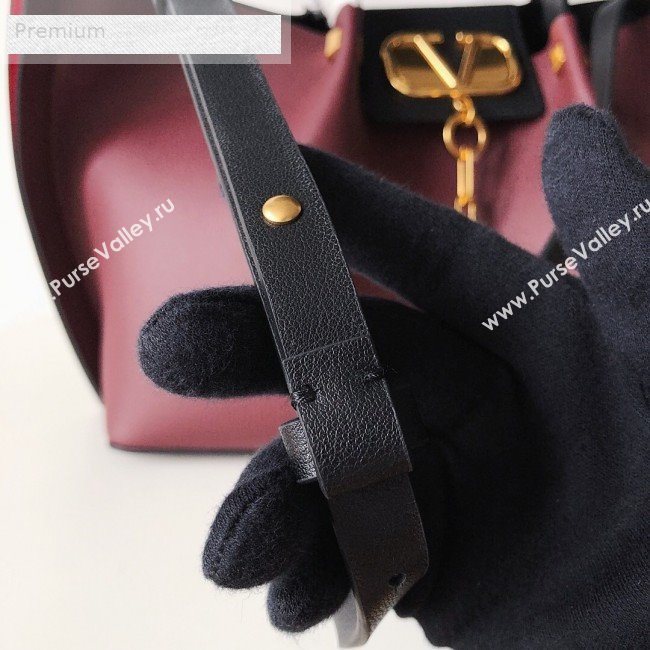 Valentino Large VCASE Grainy Calfskin Shopping Tote Bag Burgundy 2019 (JJ3-9071517)