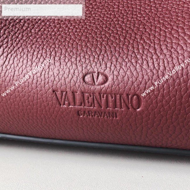 Valentino Large VCASE Grainy Calfskin Shopping Tote Bag Burgundy 2019 (JJ3-9071517)