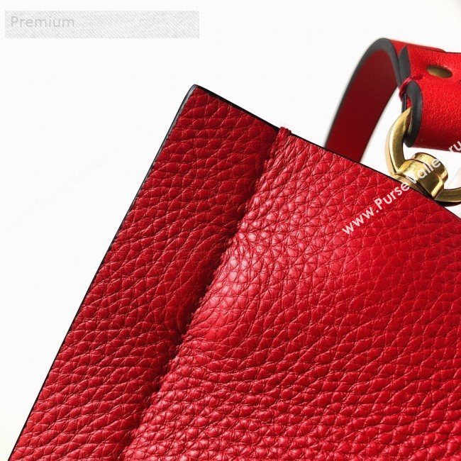 Valentino Small VCASE Grainy Calfskin Shopping Tote Bag Red 2019 (JJ3-9071518)