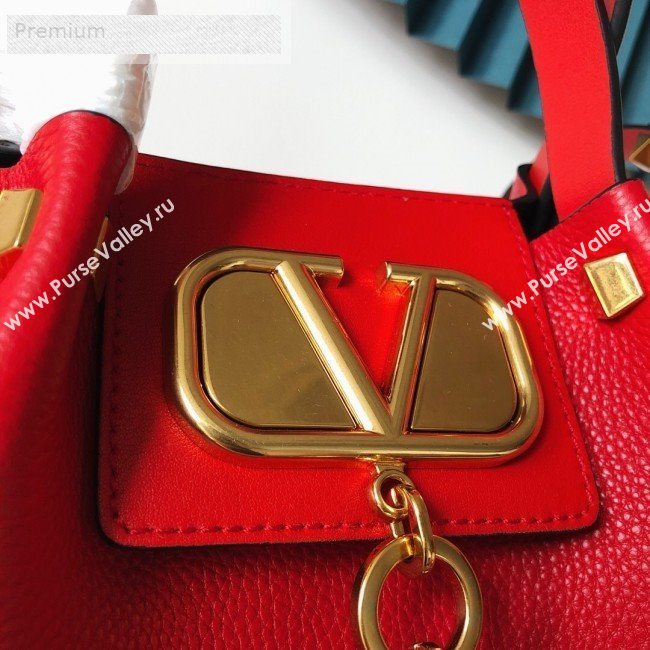 Valentino Small VCASE Grainy Calfskin Shopping Tote Bag Red 2019 (JJ3-9071518)
