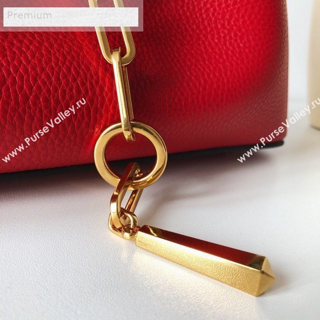 Valentino Small VCASE Grainy Calfskin Shopping Tote Bag Red 2019 (JJ3-9071518)