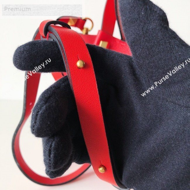 Valentino Small VCASE Grainy Calfskin Shopping Tote Bag Red 2019 (JJ3-9071518)