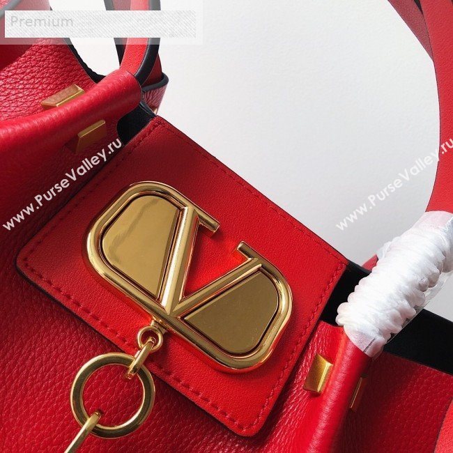 Valentino Large VCASE Grainy Calfskin Shopping Tote Bag Red 2019 (JJ3-9071519)