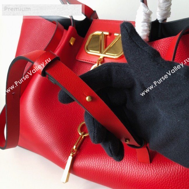 Valentino Large VCASE Grainy Calfskin Shopping Tote Bag Red 2019 (JJ3-9071519)