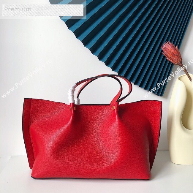 Valentino Large VCASE Grainy Calfskin Shopping Tote Bag Red 2019 (JJ3-9071519)