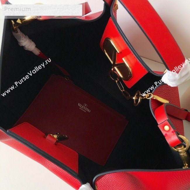 Valentino Large VCASE Grainy Calfskin Shopping Tote Bag Red 2019 (JJ3-9071519)