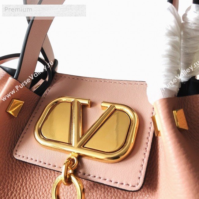Valentino Small VCASE Grainy Calfskin Shopping Tote Bag Light Pink 2019 (JJ3-9071520)