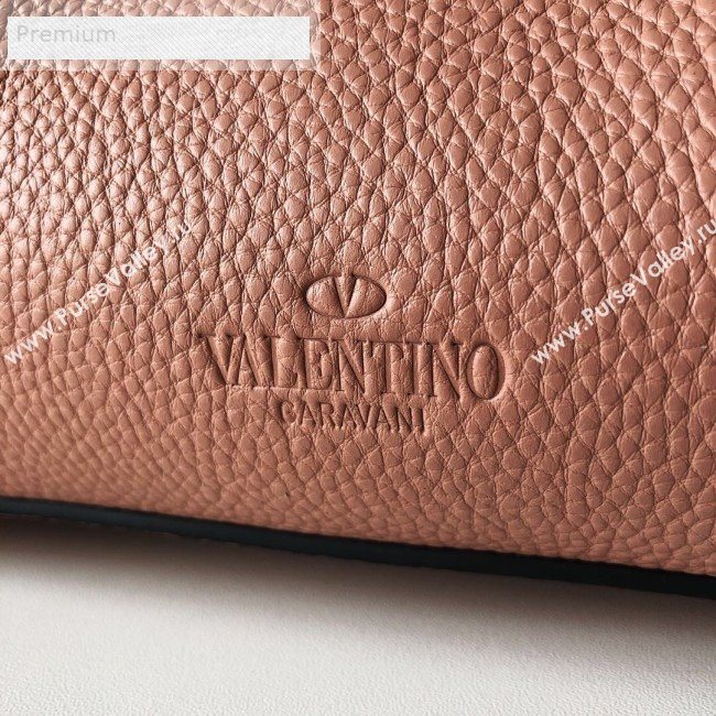 Valentino Small VCASE Grainy Calfskin Shopping Tote Bag Light Pink 2019 (JJ3-9071520)