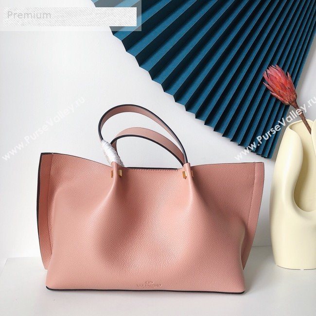 Valentino Large VCASE Grainy Calfskin Shopping Tote Bag Light Pink 2019 (JJ3-9071521)