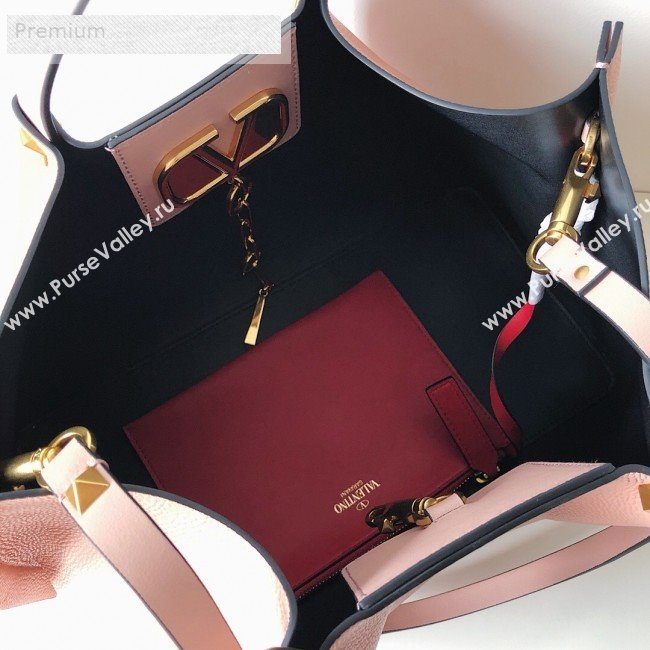 Valentino Large VCASE Grainy Calfskin Shopping Tote Bag Light Pink 2019 (JJ3-9071521)