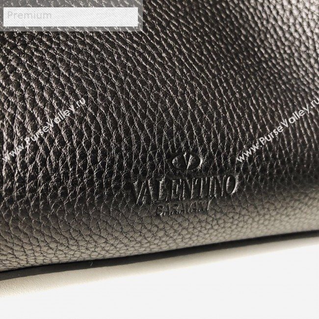 Valentino Small VCASE Grainy Calfskin Shopping Tote Bag Black 2019 (JJ3-9071522)