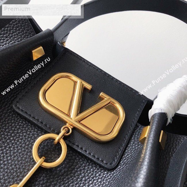 Valentino Large VCASE Grainy Calfskin Shopping Tote Bag Black 2019 (JJ3-9071523)