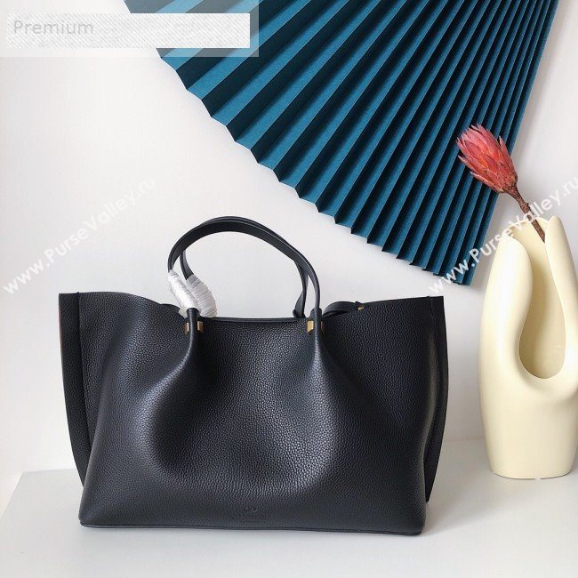 Valentino Large VCASE Grainy Calfskin Shopping Tote Bag Black 2019 (JJ3-9071523)