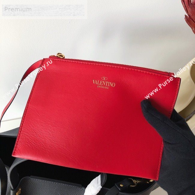 Valentino Large VCASE Grainy Calfskin Shopping Tote Bag Black 2019 (JJ3-9071523)