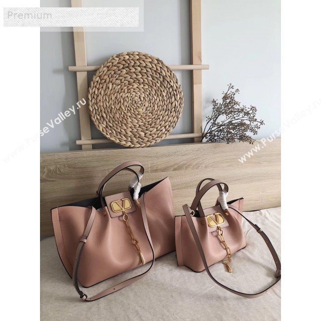 Valentino Large VCASE Grainy Calfskin Shopping Tote Bag Light Pink 2019 (JJ3-9071521)