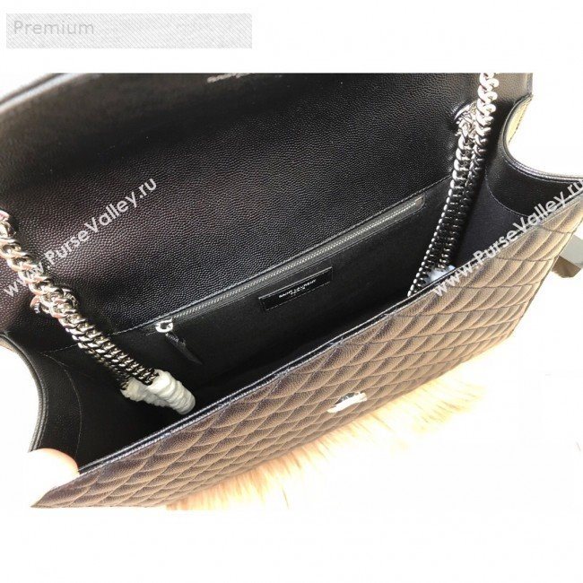 Saint Laurent Envelope Large Flap Shoulder Bag in Matelasse Grainy Leather 487198 Black/Silver 2019 (KTS-9071524)