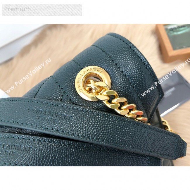 Saint Laurent Envelope Large Flap Shoulder Bag in Matelasse Grainy Leather 487198 Green/Gold 2019 (KTS-9071527)