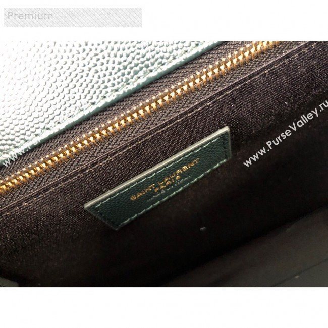 Saint Laurent Envelope Large Flap Shoulder Bag in Matelasse Grainy Leather 487198 Green/Gold 2019 (KTS-9071527)